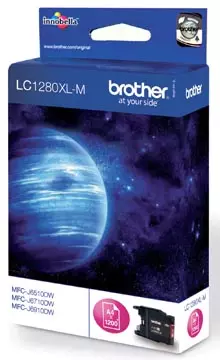 Een Brother inktcartridge, 1200 pagina's, OEM LC-1280XLM, magenta koop je bij ShopXPress