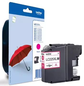 Een Brother inktcartridge, 1200 pagina's, OEM LC-225XLM, magenta, op blister koop je bij ShopXPress