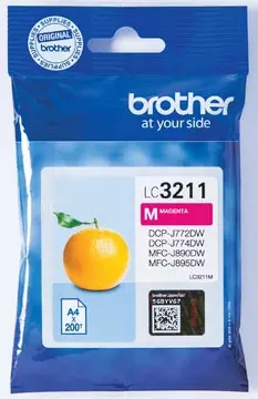 Een Brother inktcartridge, 200 pagina's, OEM LC-3211M, magenta koop je bij ShopXPress