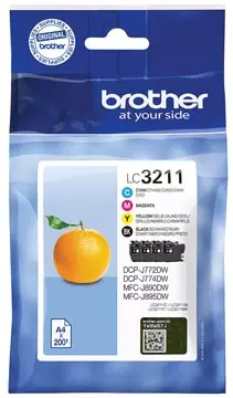 Een Brother inktcartridge, 200 pagina's, OEM LC-3211VAL, 4 kleuren koop je bij ShopXPress