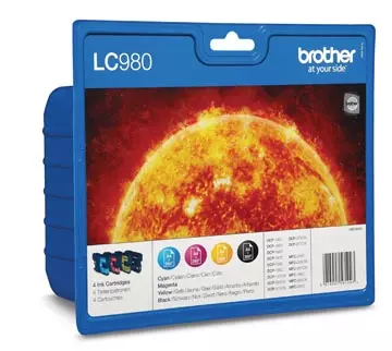 Een Brother inktcartridge, 260 - 300 pagina's, OEM LC-980VALBP, 4 kleuren koop je bij ShopXPress