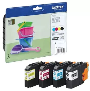 Een Brother inktcartridge, 260 pagina's, OEM LC-221VALBP, 4 kleuren koop je bij ShopXPress