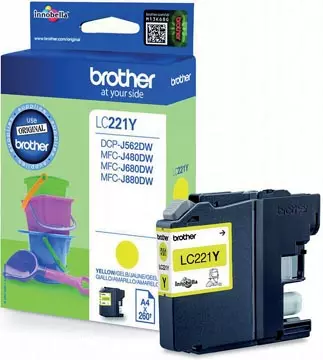 Een Brother inktcartridge, 260 pagina's, OEM LC-221YBP, geel koop je bij ShopXPress