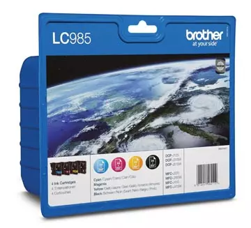 Een Brother inktcartridge, 260 pagina's, OEM LC-985VB, 4 kleuren koop je bij ShopXPress