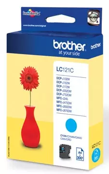 Een Brother inktcartridge, 300 pagina's, OEM LC-121C, cyaan koop je bij ShopXPress