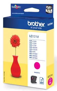 Een Brother inktcartridge, 300 pagina's, OEM LC-121M, magenta koop je bij ShopXPress