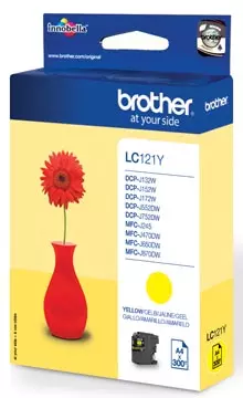 Een Brother inktcartridge, 300 pagina's, OEM LC-121Y, geel koop je bij ShopXPress