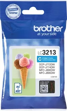 Een Brother inktcartridge, 400 pagina's, OEM LC-3213C, cyaan koop je bij ShopXPress