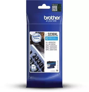 Een Brother inktcartridge, 5.000 pagina's, OEM LC-3239XLC, cyaan koop je bij ShopXPress