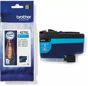 Een Brother inktcartridge, 5.000 pagina's, OEM LC-427XLC, cyaan koop je bij ShopXPress