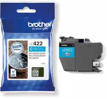 Een Brother inktcartridge, 550 pagina's, OEM LC-422C, cyaan koop je bij ShopXPress