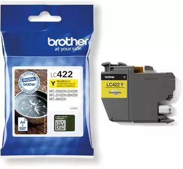 Een Brother inktcartridge, 550 pagina's, OEM LC-422Y, geel koop je bij ShopXPress