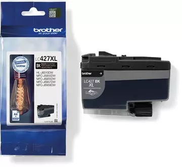 Een Brother inktcartridge, 6.000 pagina's, OEM LC-427XLBK, zwart koop je bij ShopXPress