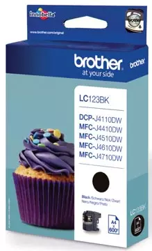 Een Brother inktcartridge, 600 pagina's, OEM LC-123BK, zwart koop je bij ShopXPress