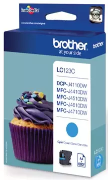 Een Brother inktcartridge, 600 pagina's, OEM LC-123C, cyaan koop je bij ShopXPress