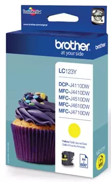 Een Brother inktcartridge, 600 pagina's, OEM LC-123Y, geel koop je bij ShopXPress