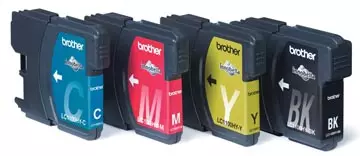 Een Brother inktcartridge, 750 - 900 pagina's, OEM LC-1100HYVALBP, 4 kleuren koop je bij ShopXPress