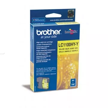 Een Brother inktcartridge, 750 pagina's, OEM LC-1100HYY, geel koop je bij ShopXPress