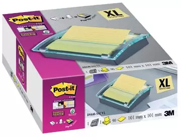 Een Post-it Super Stcicky Z-notes dispenser Millenium zwart, met 1 blok ft 101 x 101 mm gelijnd geel koop je bij ShopXPress