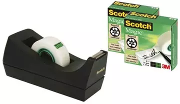 Een Scotch plakbandafroller C38 zwart, inclusief 3 rolletjes (19 x 33 mm) koop je bij ShopXPress