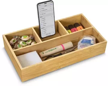 Een CEP desk organizer uit bamboe, liggend, 4 vakken koop je bij ShopXPress