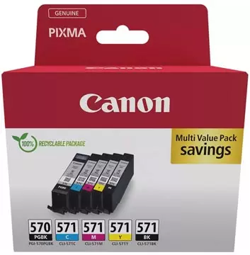 Een Canon inktcartridge 1 x PGI-570 + 1 x CLI-571, 182 - 398 foto's, OEM 0372C006, 5 kleuren koop je bij ShopXPress