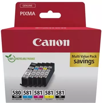 Een Canon inktcartridge 1 x PGI-580PGBK zwart + 1 x CLI-581, 200 - 1.660 pagina's, OEM 2078C008, 4 kleuren koop je bij ShopXPress