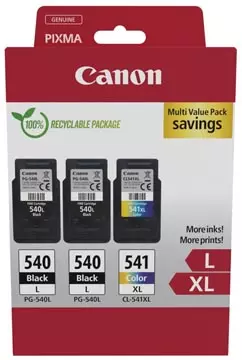 Een Canon inktcartridge 2 x PG-540L + 1 x CL-541XL, 300 - 400 pagina's, OEM 5224B017, 4 kleuren koop je bij ShopXPress