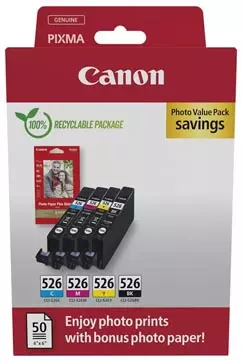 Een Canon inktcartridge CLI-526, 3 x 9 ml, OEM 4540B019, 3 kleuren koop je bij ShopXPress