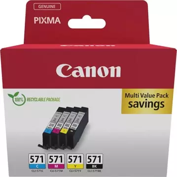 Een Canon inktcartridge CLI-571, 345 pagina's, OEM 0386C009, 4 kleuren koop je bij ShopXPress