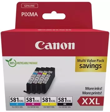 Een Canon inktcartridge CLI-581 XXL, 282 - 858 foto's, OEM 1998C007, 4 kleuren koop je bij ShopXPress