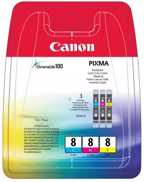 Een Canon inktcartridge CLI-8, 420 pagina's, OEM 0621B029, 3 kleuren koop je bij ShopXPress