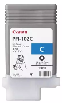 Een Canon inktcartridge PFI-102C, 130 ml, OEM 0896B001, cyaan koop je bij ShopXPress