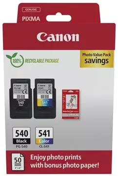 Een Canon inktcartridge PG-540 + CL-541, 180 pagina's, OEM 5225B013, 4 kleuren koop je bij ShopXPress