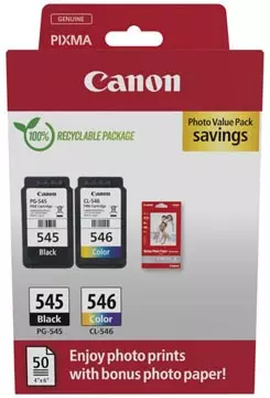 Een Canon inktcartridge PG-545/CL-546, 180 pagina's, OEM 8287B008, 4 kleuren koop je bij ShopXPress