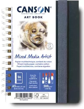 Een Canson Mixed Media Artist tekenboek, 28 vellen, 300 g/m², ft 14,8 x 21 cm (A5) koop je bij ShopXPress