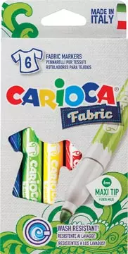 Een Carcioca textielstift Fabric, doos van 6 stuks in geassorteerde kleuren koop je bij ShopXPress