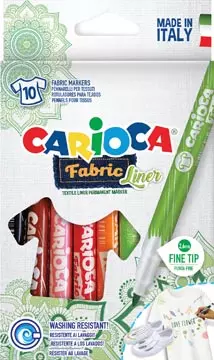 Een Carcioca textielstift Fabricliner, doos van 10 stuks in geassorteerde kleuren koop je bij ShopXPress