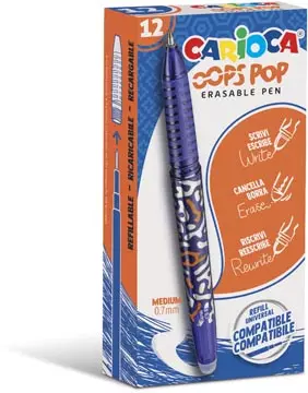 Een Carioca gelroller Oops Pop, medium, uitwisbaar, doos van 12 stuks, blauw koop je bij ShopXPress