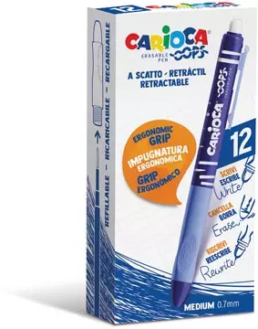 Een Carioca gelroller Oops, medium, uitwisbaar, doos van 12 stuks, blauw koop je bij ShopXPress