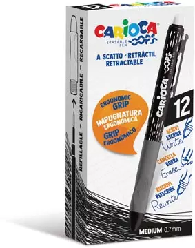 Een Carioca gelroller Oops, medium, uitwisbaar, doos van 12 stuks, zwart koop je bij ShopXPress