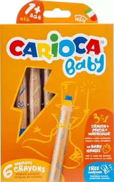 Een Carioca kleurpotlood Baby 3-in-1, geassorteerde kleuren, 6 stuks in een kartonnen etui koop je bij ShopXPress