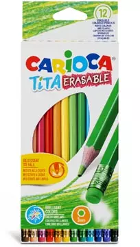 Een Carioca kleurpotlood met gum Tita, 12 stuks in een kartonnen etui koop je bij ShopXPress