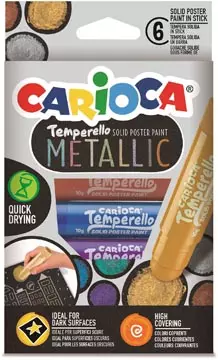 Een Carioca plakkaatverfstick Temperello Metallic, kartonnen etui van 6 stuks koop je bij ShopXPress