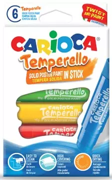 Een Carioca plakkaatverfstick Temperello, kartonnen etui van 6 stuks koop je bij ShopXPress