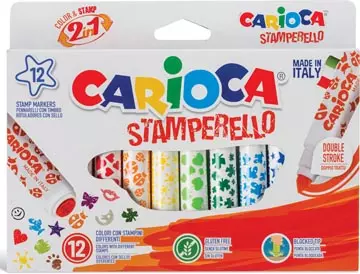 Een Carioca stempelstift Stamperello, 12 stiften (= 12 kleuren en 12 stempelmotieven) koop je bij ShopXPress