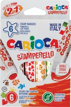 Een Carioca stempelstift Stamperello, doos van 6 stuks in geassorteerde kleuren koop je bij ShopXPress