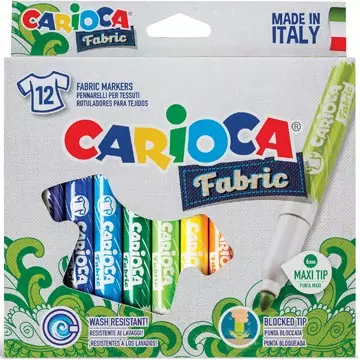 Een Carioca textielstift Fabric, kartonnen etui met 12 stiften koop je bij ShopXPress