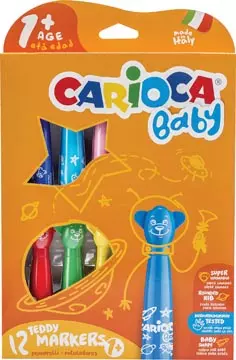 Een Carioca viltstift Baby Teddy, doos van 12 stuks in geassorteerde kleuren koop je bij ShopXPress