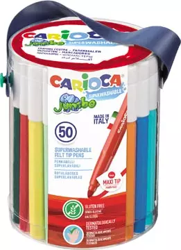 Een Carioca viltstift Jumbo, 50 stiften in een plastic pot koop je bij ShopXPress